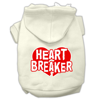 Heart Breaker Screen Print Pet Hoodies - Cream