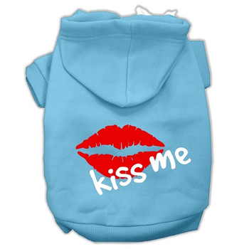 Kiss Me Screen Print Pet Hoodies - Baby Blue