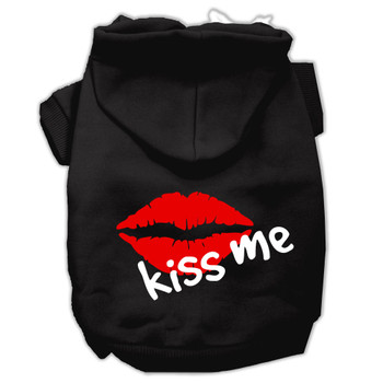 Kiss Me Screen Print Pet Hoodies - Black