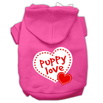 Puppy Love Screen Print Pet Hoodies - Bright Pink