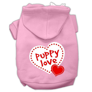 Puppy Love Screen Print Pet Hoodies - Light Pink