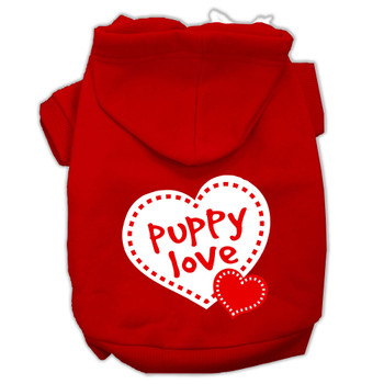 Puppy Love Screen Print Pet Hoodies - Red