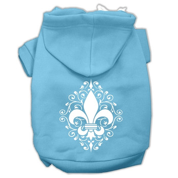 Henna Fleur De Lis Screen Print Pet Hoodies - Baby Blue