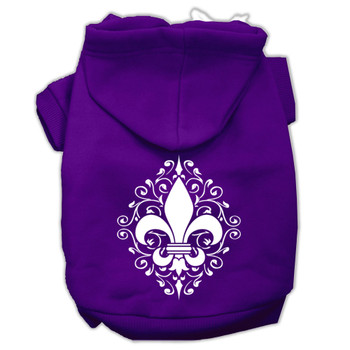 Henna Fleur De Lis Screen Print Pet Hoodies - Purple