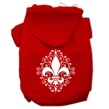 Henna Fleur De Lis Screen Print Pet Hoodies - Red