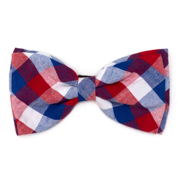 Red/White/Blue Check Pet Dog Bow Tie