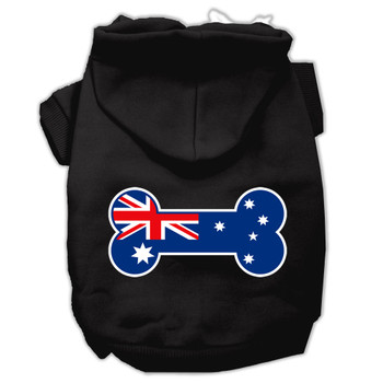 Bone Shaped Australian Flag Screen Print Pet Hoodies - Black