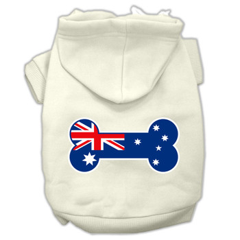 Bone Shaped Australian Flag Screen Print Pet Hoodies - Cream