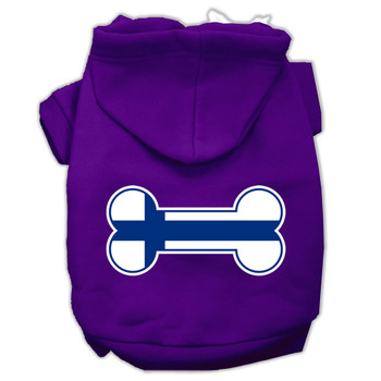 Bone Shaped Finland Flag Screen Print Pet Hoodies - Purple