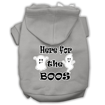 Here For The Boos Screenprint Dog Hoodie - Grey