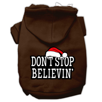 Don't Stop Believin' Screenprint Pet Hoodies - Brown