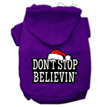 Don't Stop Believin' Screenprint Pet Hoodies - Purple