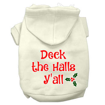 Deck The Halls Y'all Screen Print Dog Hoodie - Cream