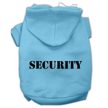 Security Screen Print Pet Hoodies - Baby Blue Size W/ Black