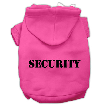 Security Screen Print Pet Hoodies - Bright Pink W/ Black