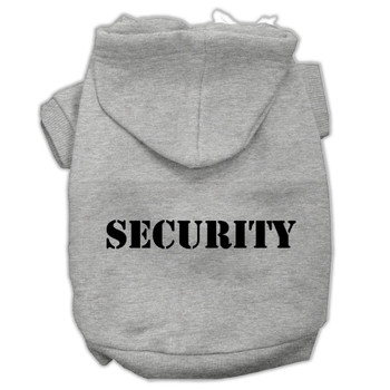 Security Screen Print Pet Hoodies - Grey W/ Black