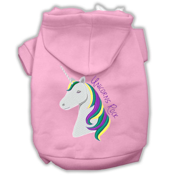 Unicorns Rock Embroidered Dog Hoodie - Light Pink