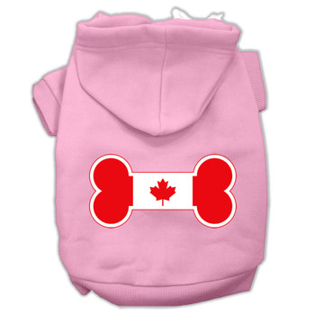 Bone Shaped Canadian Flag Screen Print Pet Hoodies - Light Pink