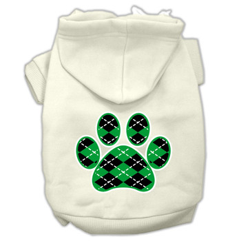 Argyle Paw Green Screen Print Pet Hoodies - Cream