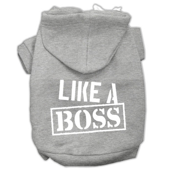 Like A Boss Screen Print Pet Hoodies - Grey