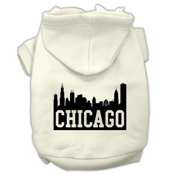 Chicago Skyline Screen Print Pet Hoodies - Cream