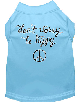 Be Hippy Screen Print Dog Shirt - Baby Blue