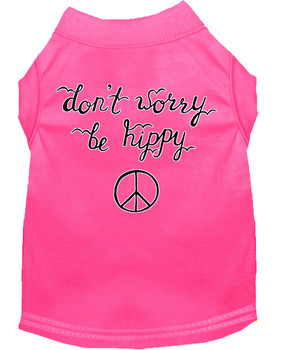 Be Hippy Screen Print Dog Shirt - Bright Pink