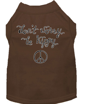 Be Hippy Screen Print Dog Shirt - Brown