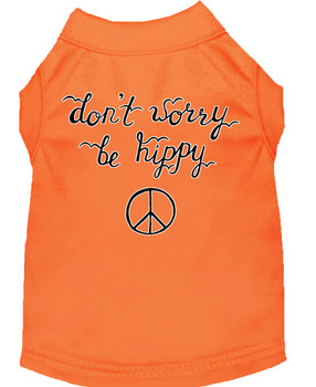 Be Hippy Screen Print Dog Shirt - Orange