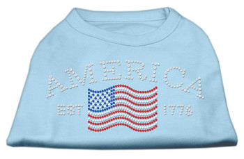 Classic American Rhinestone Dog Shirts - Baby Blue