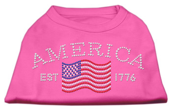 Classic American Rhinestone Dog Shirts - Bright Pink