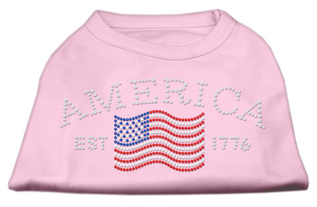 Classic American Rhinestone Dog Shirts - Light Pink