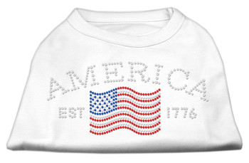 Classic American Rhinestone Dog Shirts - White