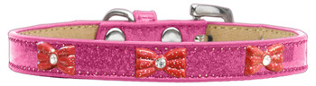 Red Glitter Bow Widget Dog Collar - Pink  - Ice Cream