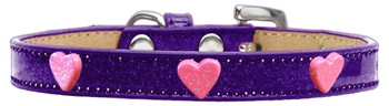Pink Glitter Heart Widget Dog Collar - Purple  - Ice Cream