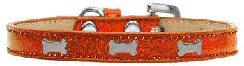 Silver Bone Widget Dog Collar Orange  - Ice Cream