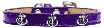 Silver Anchor Widget Dog Collar - Purple - Ice Cream