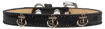 Bronze Anchor Widget Dog Collar - Black - Ice Cream