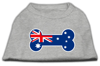 Bone Shaped Australian Flag Screen Print Dog Shirts - Grey
