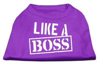 Like A Boss Screen Print Dog Shirt - Purple