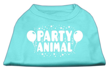 Party Animal Screen Print Dog Shirt - Aqua