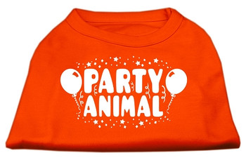 Party Animal Screen Print Dog Shirt - Orange