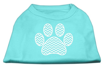 Chevron Paw Screen Print Dog Shirt - Aqua