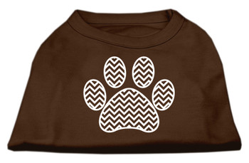 Chevron Paw Screen Print Dog Shirt - Brown