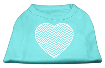 Image of Chevron Heart Screen Print Dog Shirt - Aqua