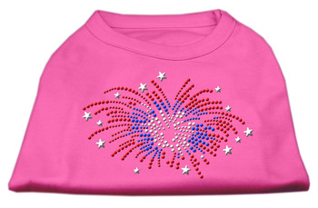 Fireworks Rhinestone Dog Shirt - Bright Pink