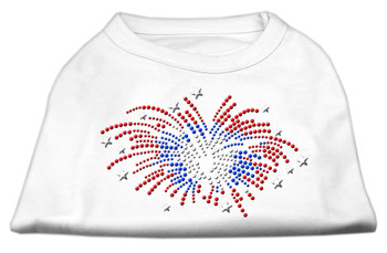 Fireworks Rhinestone Dog Shirt - White