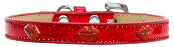 Red Glitter Lips Widget Dog Collar - Red  - Ice Cream