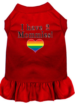 I Have 2 Mommies Screen Print Dog Dress - Red