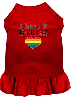 I Have 2 Daddies Screen Print Dog Dress - Red